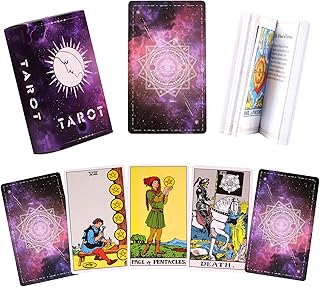 Classic Tarot Cards with-Guidebook - 78 Original Tarot Cards Deck Fortune Telling Game for Beginners&Expert Readers Astrology Tarot Deck Set Galaxy Theme