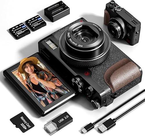 Cámaras digitales para fotografía, video de 48MP y 4K, vlogging con zoom 18X para YouTube, cámara pequeña compacta portátil con 2 baterías, cámara