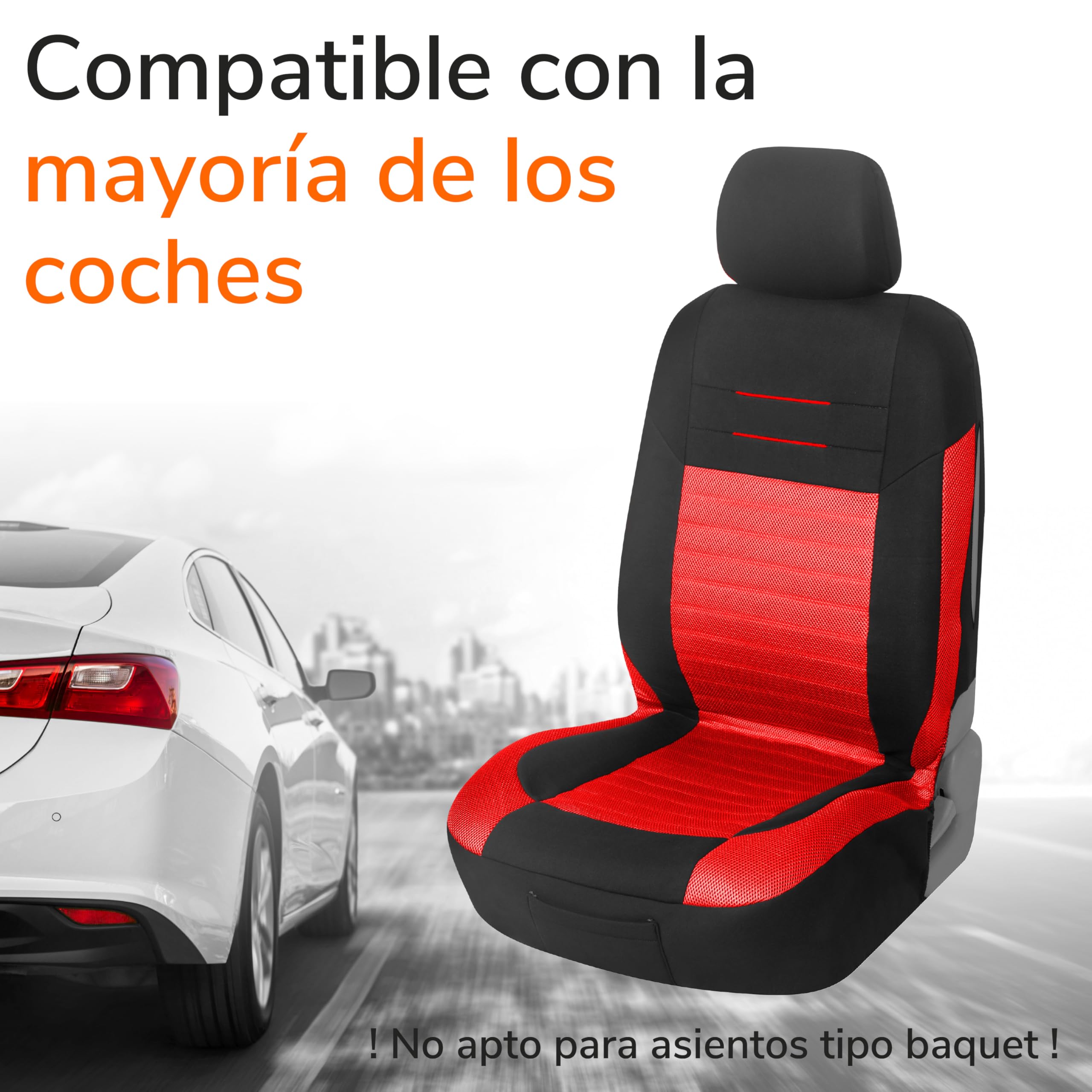 Upgrade4cars Fundas Asientos Set Universal Versión 2026 | Protectores para Delanteros y Trasero en Rojo | Accesorios Coches Interior Decoración