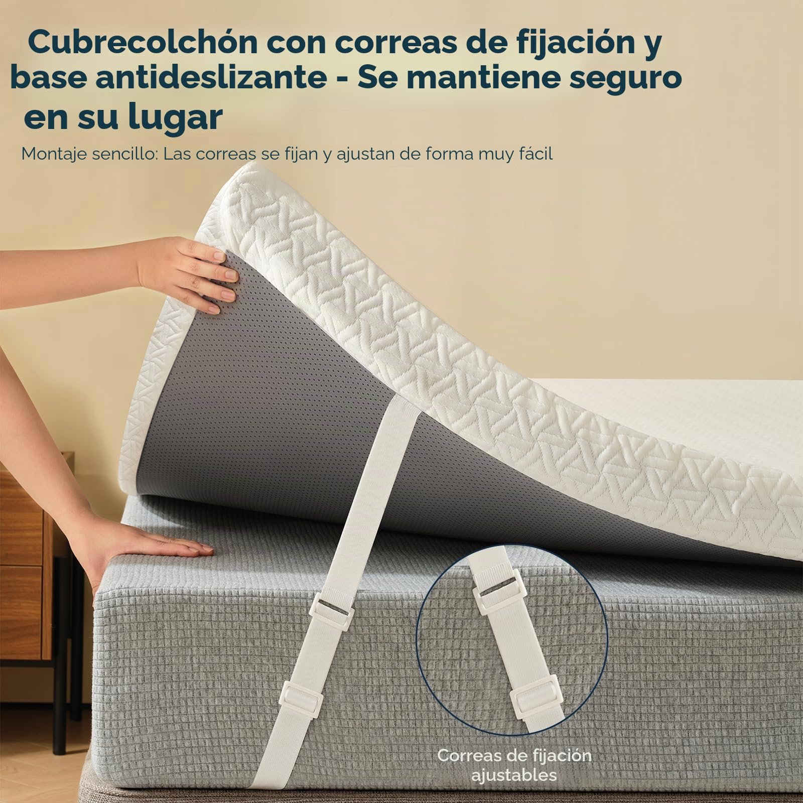 Z-hom Topper Viscoelástico 140x200x8 cm, Topper Colchón de Gel, con Gel y Funda con Cremallera Lavable, Oeko-Tex
