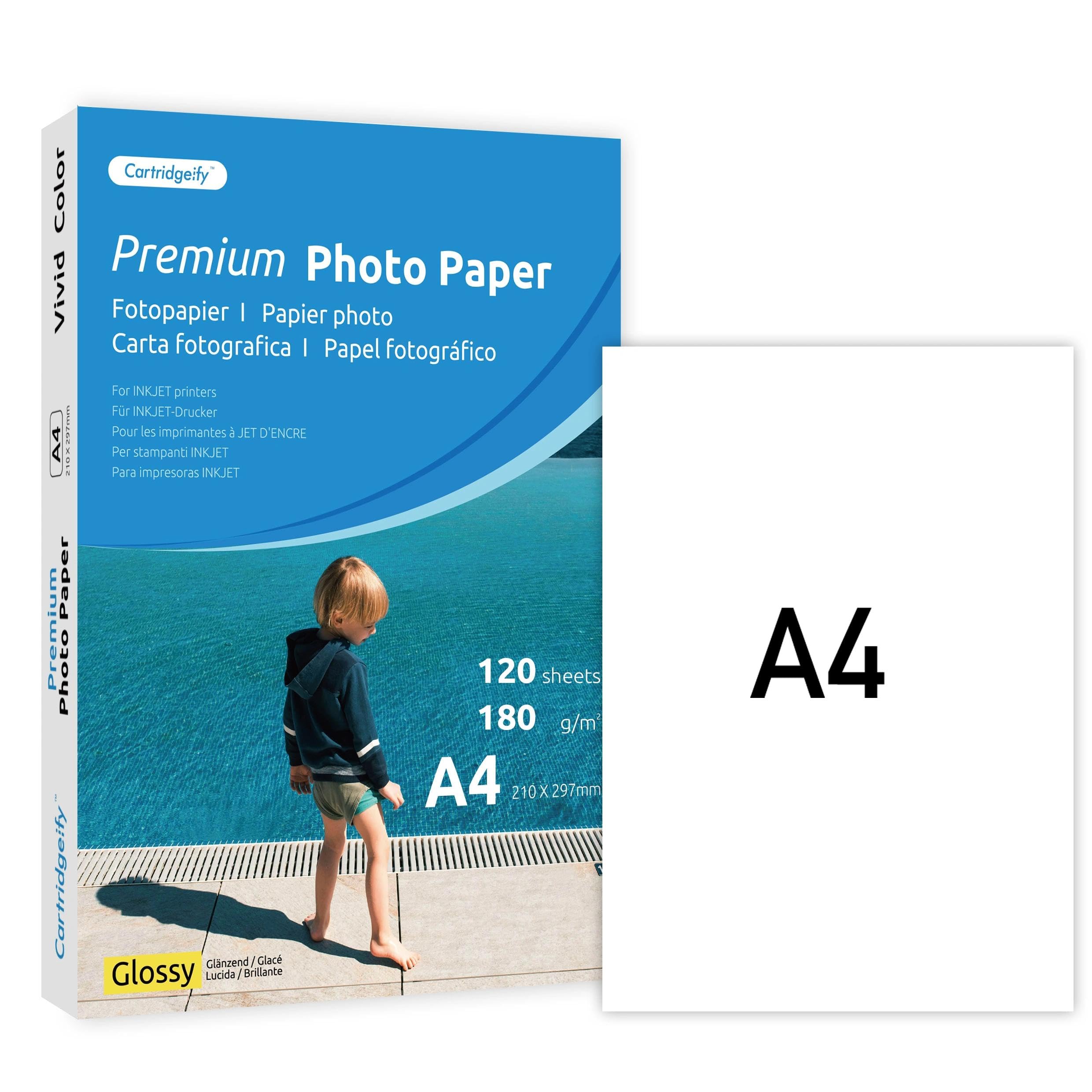 Cartridgeify A4 180gsm Glossy Inkjet Photo Paper 120 Sheets Compatible with Canon HP Epson Brother Inkjet Printers