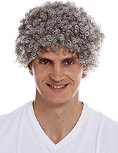 WIG ME UP - MMAM-9M-K686 Perücke Karneval Herren Damen kurzer Afro Kraus gelockt Krauskopf grau