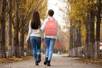 Classic Vintage Backpack for Adults and Kids with Adjustable Padded Shoulder Straps | School Bookbags for Girls, Boys (Coral)