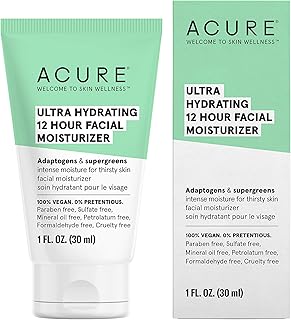 Acure Ultra Hydrating 12 Hour Moisturizer, 100% Vegan, Intense Moisture for Super Thirsty Skin, Adaptogens & Supergreens, ...