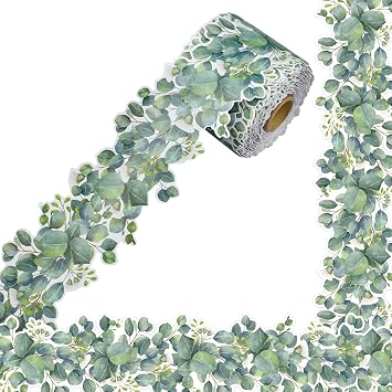 82Ft Eucalyptus Bulletin Board Border Eucalyptus Classroom Bulletin Board Decoration Greenery Die-Cut Border Trim Back to School Borders for School Classroom Chalkboard Office Decor