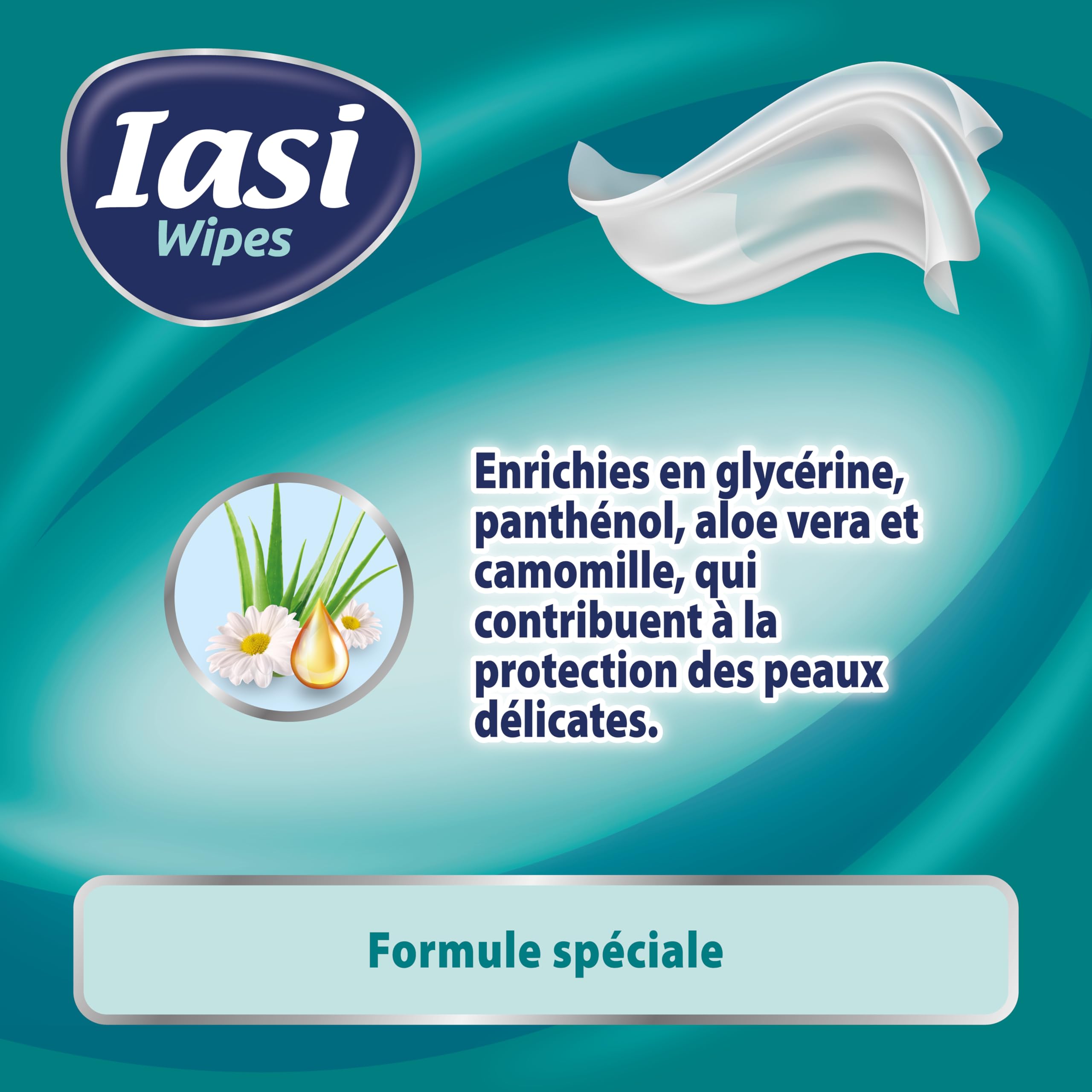 IASI Lingettes humides XL pour adultes, rétablissent le pH naturel de la peau, l'hygiène intime et corporelle, sans rinçage, 54 unités