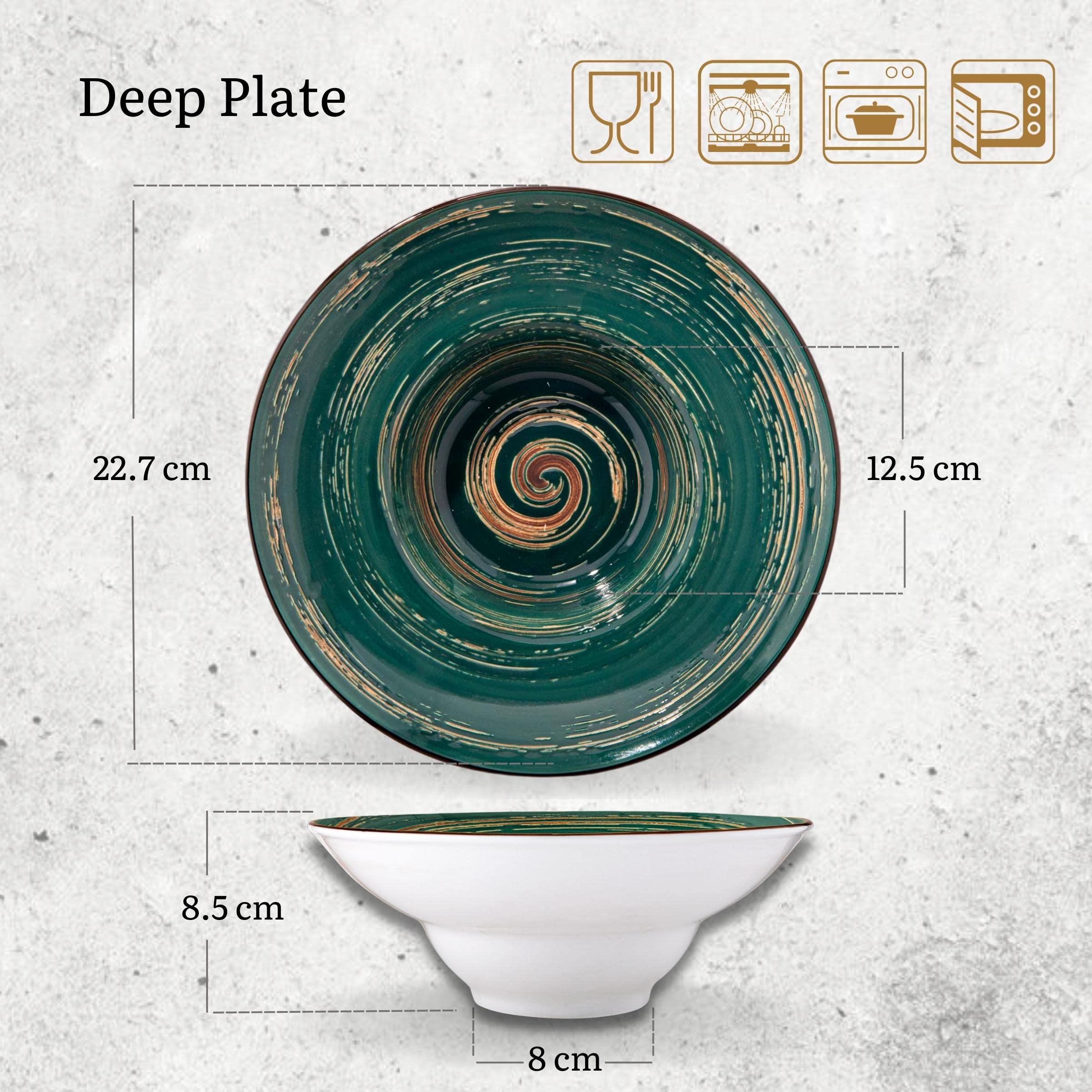 Wilmax Spiral - Juego de 2 platos hondos (2 unidades, elegantes, modernos, duraderos, seguros, porcelana esmaltada, resistente a los arañazos, apto para lavavajillas, para sopas, ensaladas, diámetro: