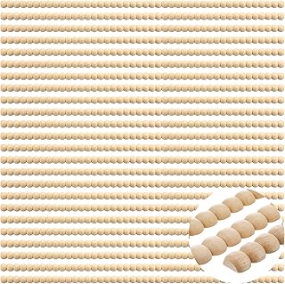 Nuanchu 24 Pcs Decorative Beaded Wood Trim Half Wooden Beads Trim Molding 15. 75 Inch Unfinished 3D Decorative Bead Pearl Wood Molding Cute DIY for Home Wall Cabinet Shelf Window Door (14 mm)