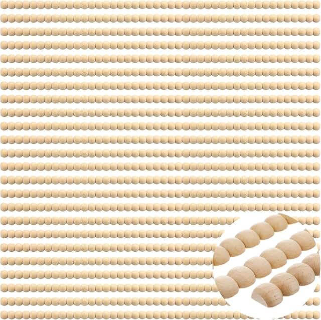 Nuanchu 24 Pcs Decorative Beaded Wood Trim Half Wooden Beads Trim Moldin...