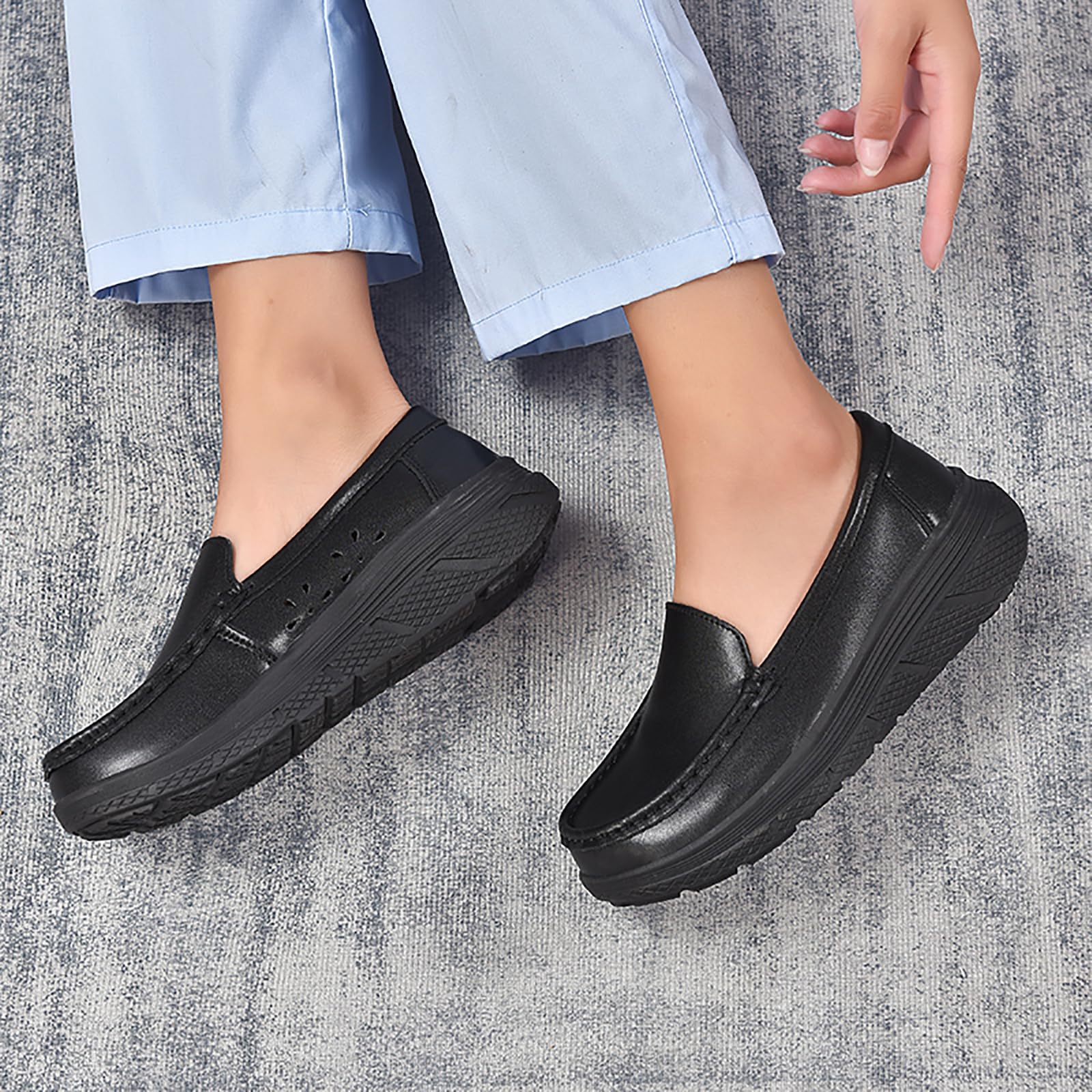 Zapatos ortopédicos de trabajo para enfermera, cómodos y transpirables, antideslizantes, para enfermería, restaurante, trabajo, piel, para caminar