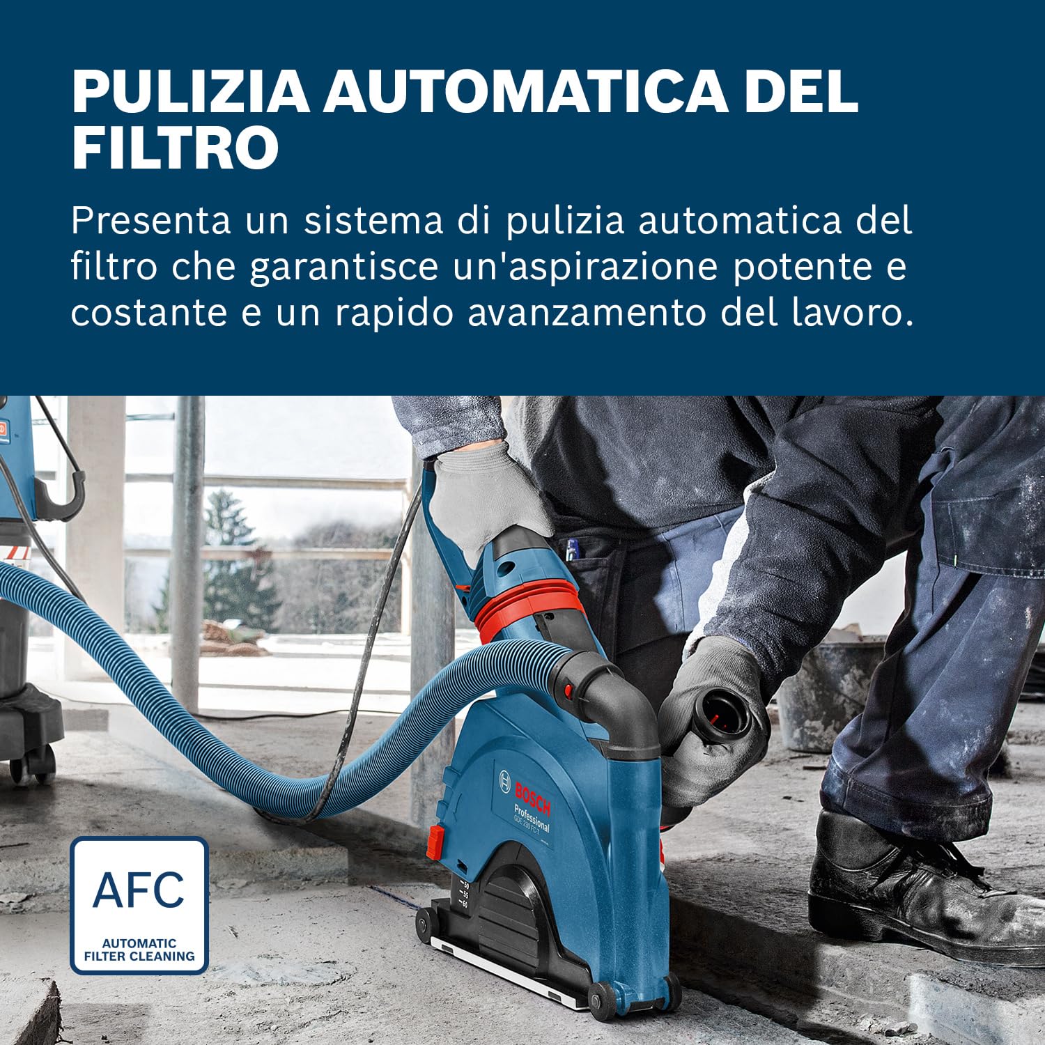 Bosch Professional Aspiratore Industriale Gas 35 M Afc (Motore da 1200 Watt, Serbatoio da 35 Litri, Tubo Flessibile 5 M)