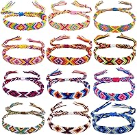 LanMa Handmade Woven Friendship Bracelets 12 Pack - Adjustable Multicolor Braided for Kids Girls, Birthday Gifts, Party Favors