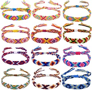 Woven Friendship Bracelets for Kids Girls Wowen, 12 Pack Handmade Adjustable Friendship Bracelet with Knot, Multicolor Braided Bracelets for End of Year Gifts/B