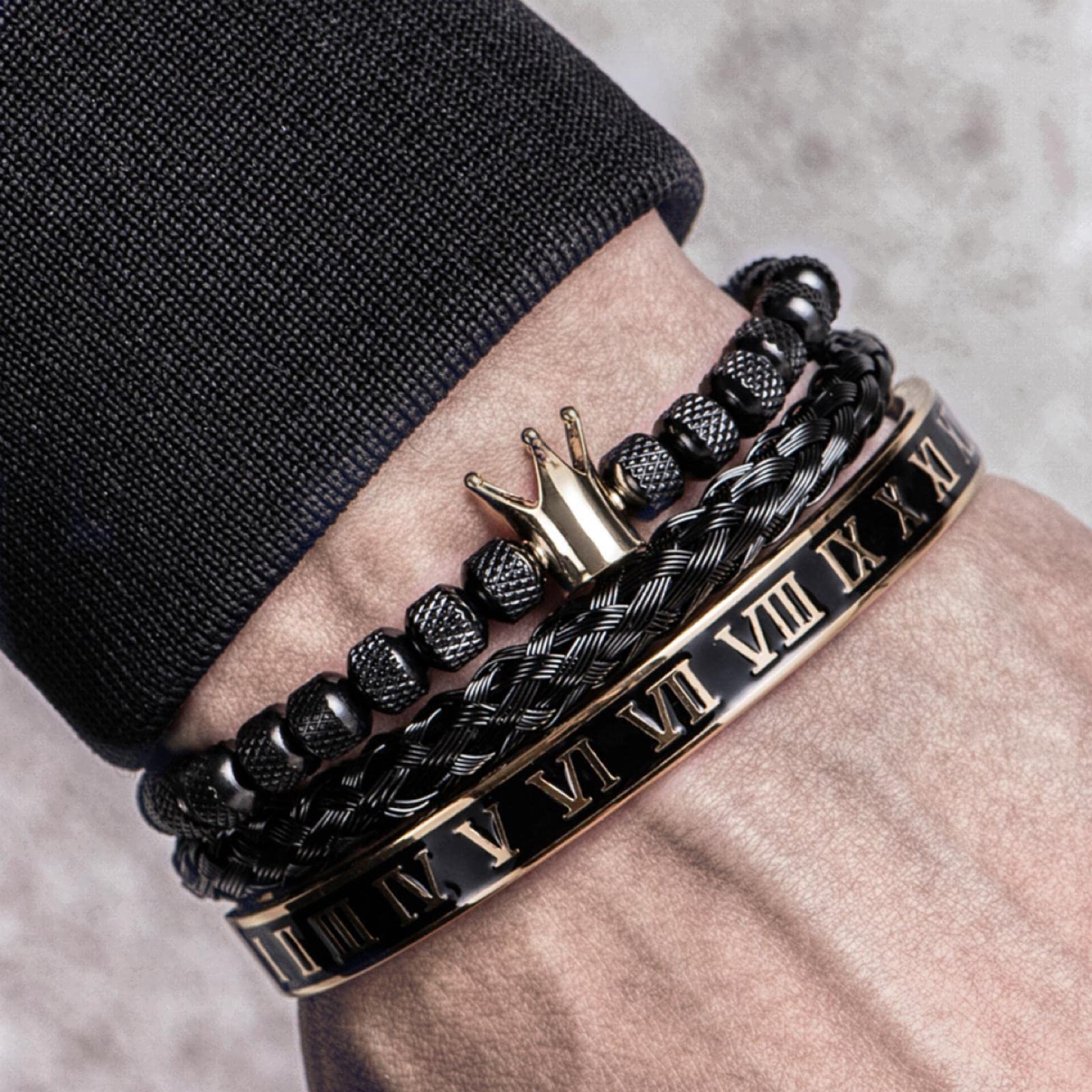 Pulsera Hombre Brazalete Mujer Pulseras Regalo Pulsera Romana De Esmalte De Lujo Royal Crown Charm Hombres Geometría Pulseras Ajustables Abiertas Pareja
