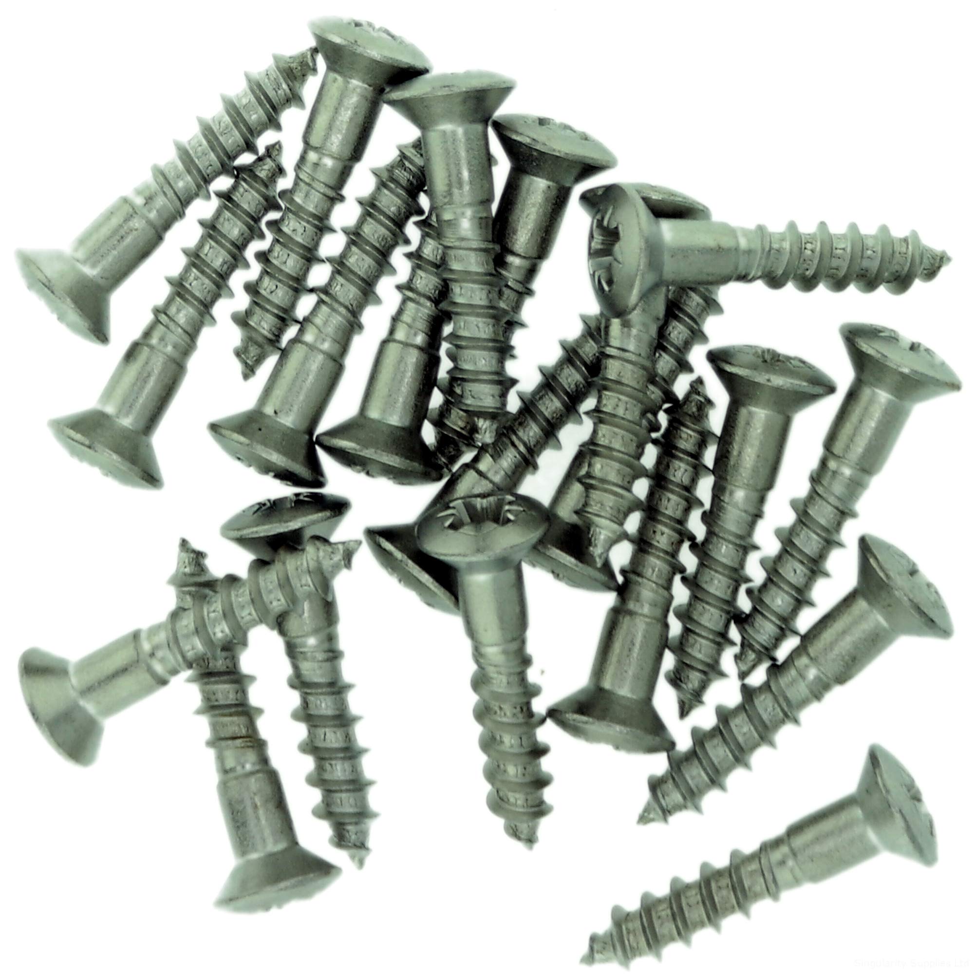 Singularity Supplies No.8 X 1.38 (4.0Mm X 35Mm) Pozi Raised Countersunk Wood Screw - Stainless Steel (A2) (Pack Of 20)