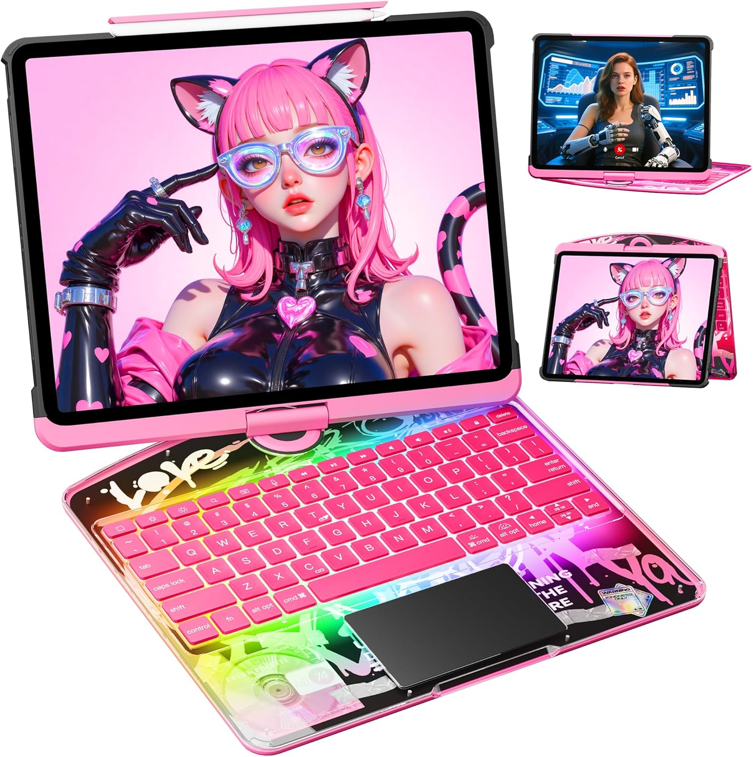 KITONE iPad Air 13-inch case with wireless keyboard, 7-color backlight