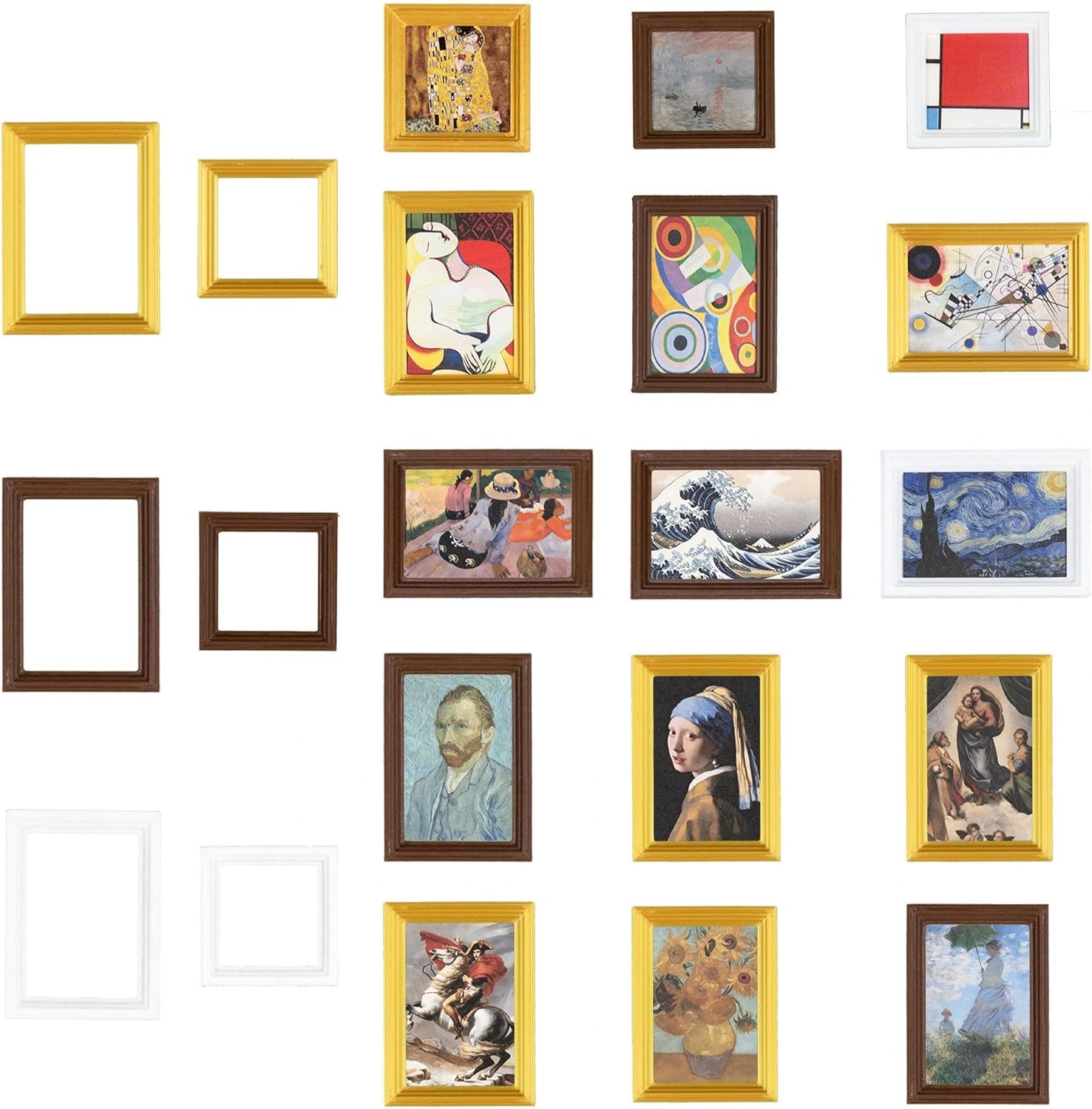1:12 Scale 15 pcs Miniature Dollhouse Picture Frames with Classic Mini Paintings…