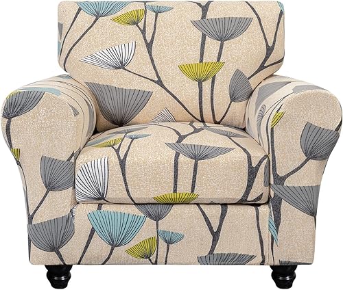 Miniatura 39 de SearchI Funda Elástica para Sofá con Estampado Fundas para Sofá, Patrón Floral Funda para Sillón de 2 Piezas con Funda de Cojín de Silla Separada,