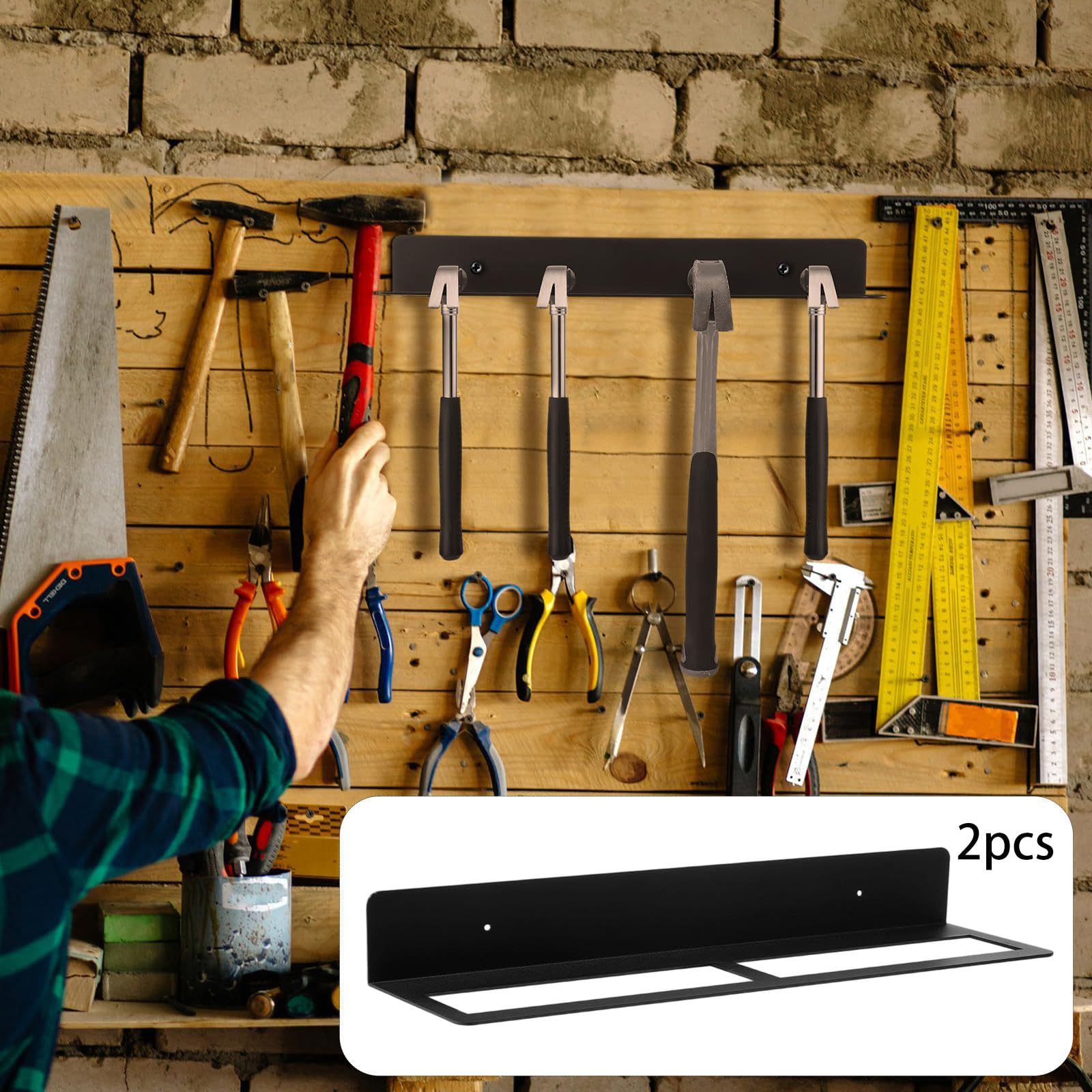 Soporte Organizador de Herramientas Estante Multiusos de Pared para Llaves Porta Herramientas Aleación de Acero Ahorro Espacio Adecuado para Garaje, 2 Piezas