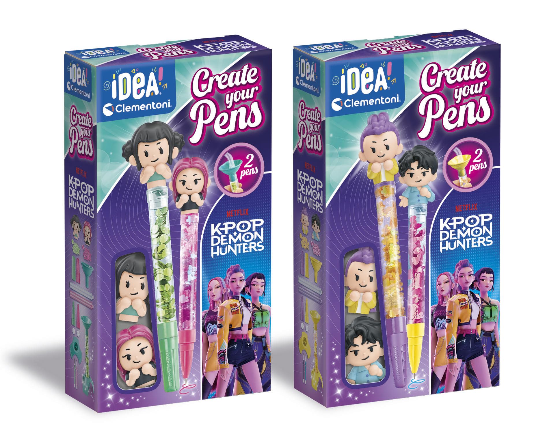 Clementoni KPop Demon Hunters Create Your Pens - Set 4 Penne, 84296