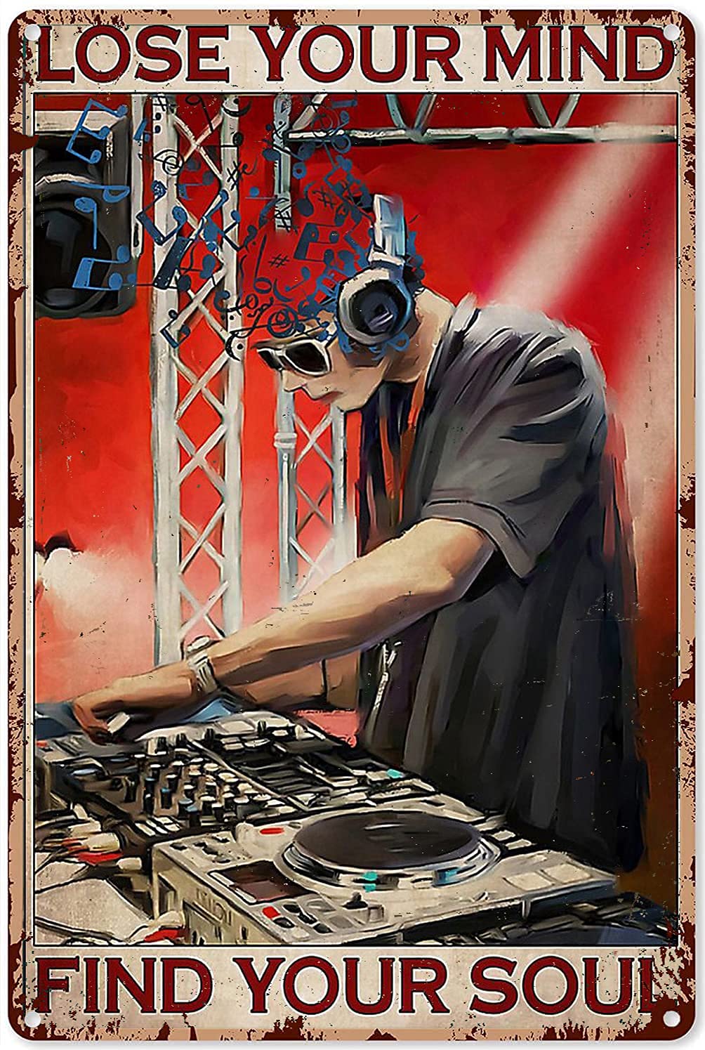 rayprint Welcome To Our Backyard Bar Dj Lose Your Mind Tin Sign Vintage Chic Art Metal Poster Sign Decoration Home Kitchen Cafe Garage Bathroom 8x12 Inch