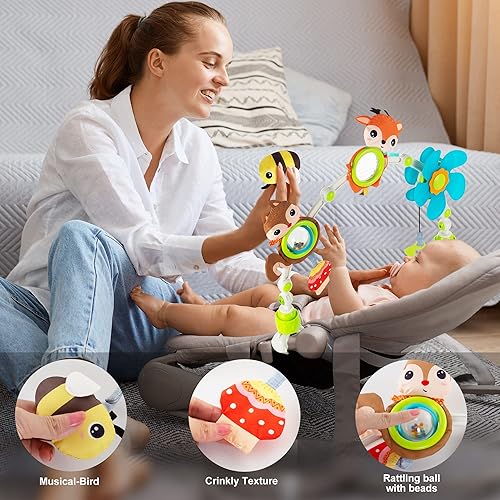 Miniatura 3 de Arco Ajustable de Juguetes para Cuna de Bebé para Lactantes y Niños Pequeños, Arco para Carriola, Juguetes para Cuna con Fascinantes Colgantes para