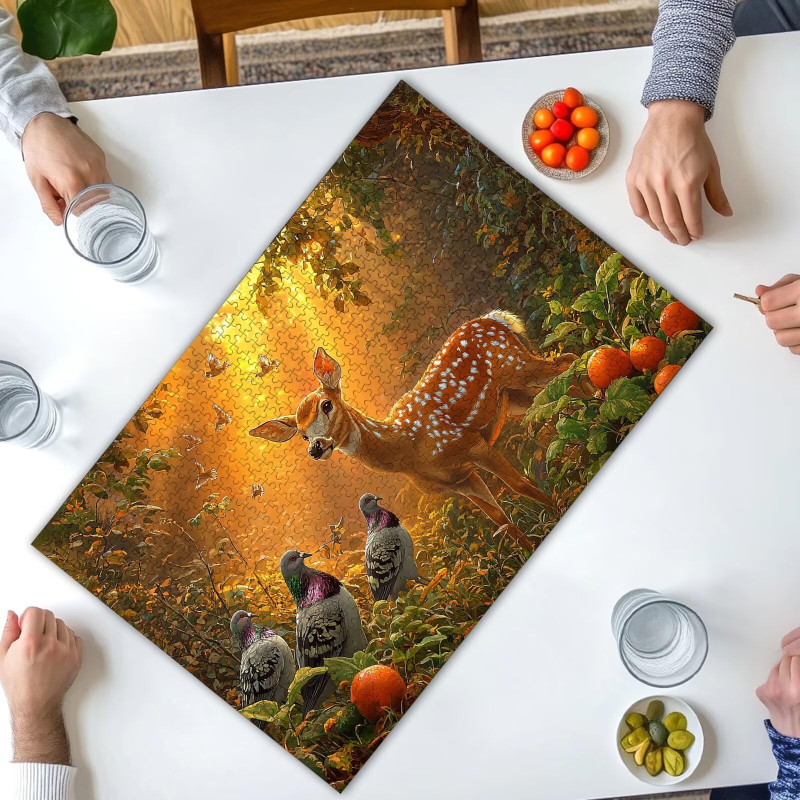Puzzle 1000 elementów, sarny, 1000 elementów, drewniane puzzle dla dorosłych, z ekskluzywnym pudełkiem na opakowanie, klasyczne puzzle dla całej rodziny, duże puzzle na prezenty, dekoracja pokoju