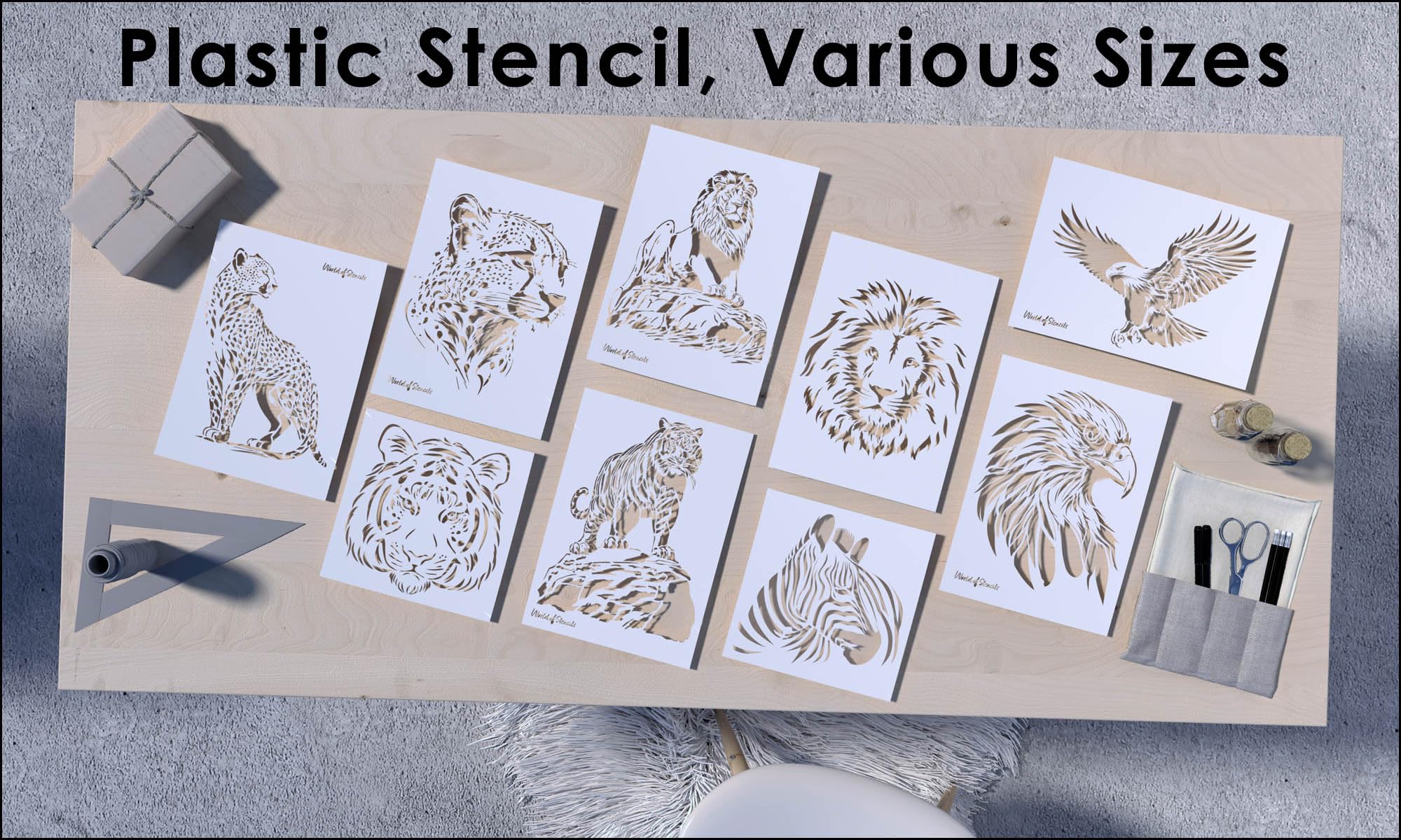 Animal Stencils No.1, Large Format Wall Art Painting Stencil, Reusable Plastic Decoration Template (Cheetah-1, M) - Image 4