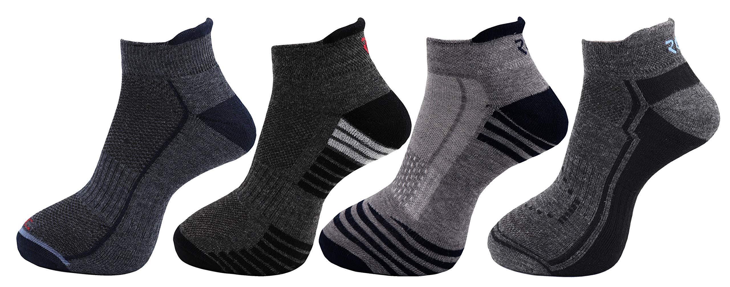 Men's Ankle Length Terry Towel Woolen Multicolored Cushioned Socks (Pack of 4 Pairs)-image-49