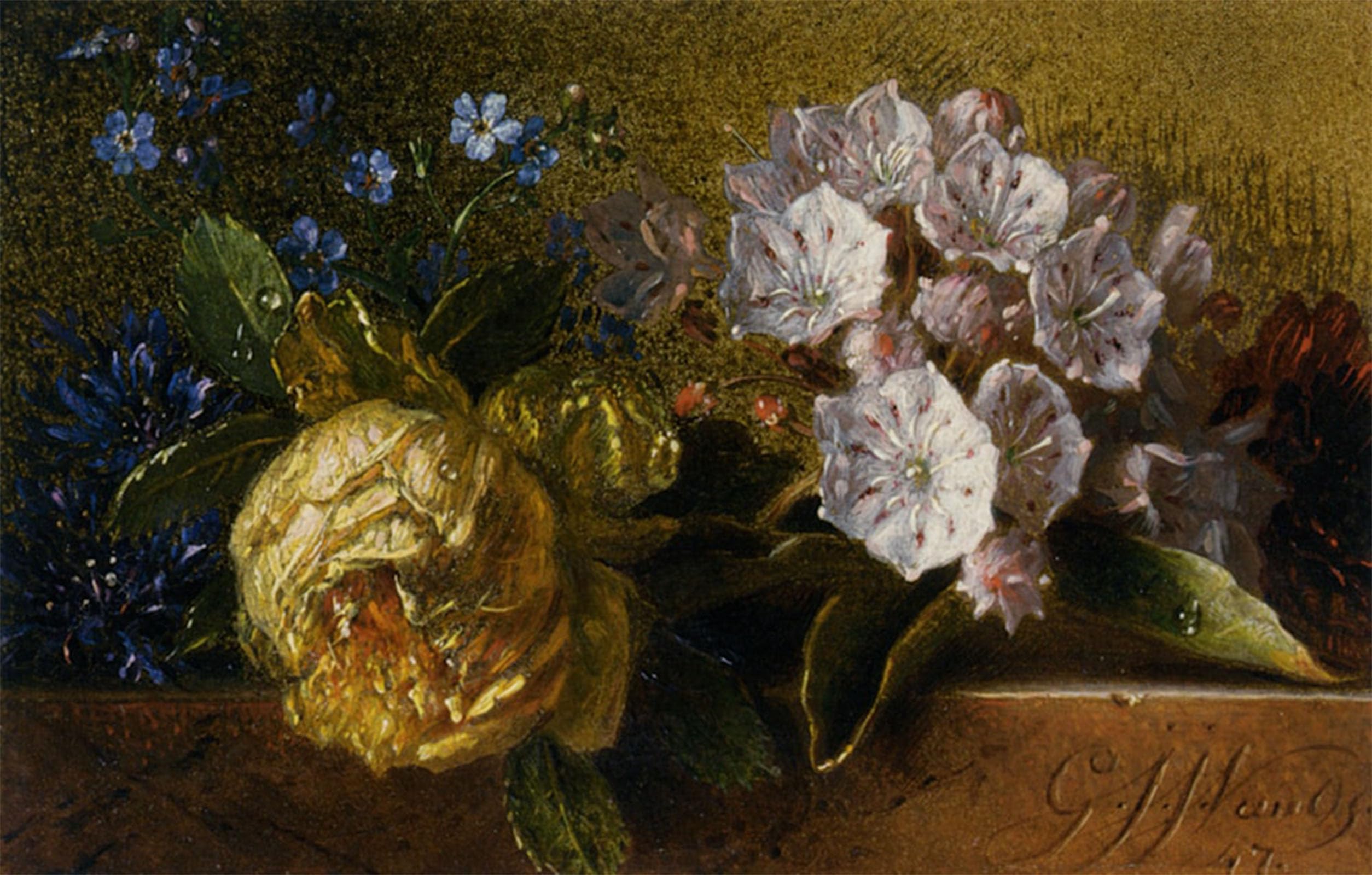 ARTXLXXBN Famous Prints Artwork Pictures Poster Painting Art Flowers on a Ledge by George Jacobus Johannes Van Os Artwork Landscape Pictures for Home Decor 60x90cm