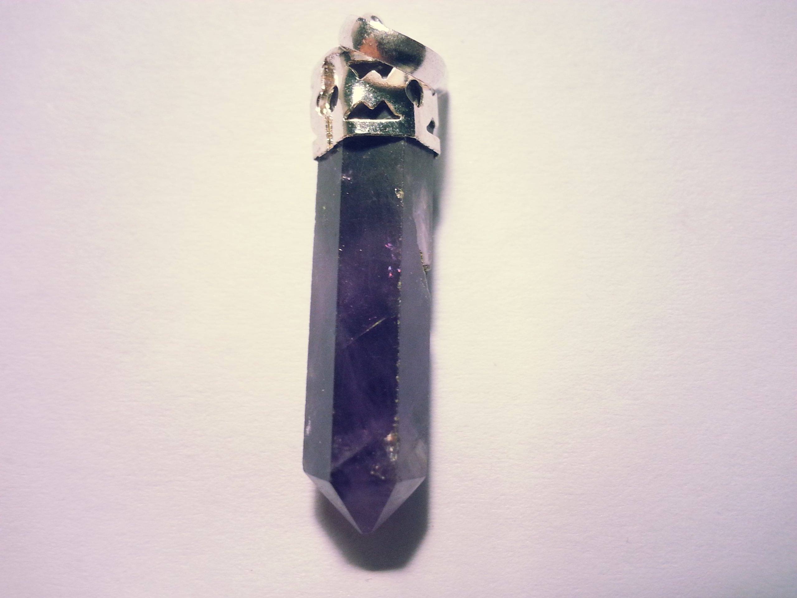Colgante/Punta De Piedras Preciosas Naturales - Amatista, Cuarzo, Lapislázuli - 2.5 A 4 Cm - Con Ojal Para Collar
