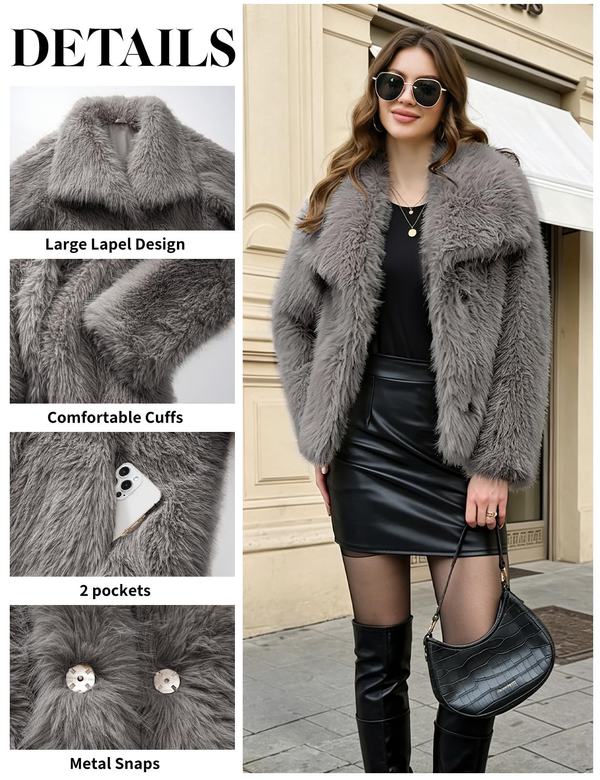heekpek Cappotto Donna Inverno Pelliccia Sintetica Corto Caldo Foderato