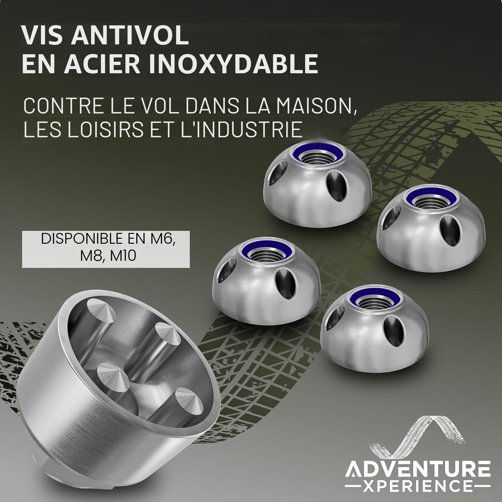 Écrous Antivol de Sécurité M6 M8 M10 M12 en Acier Inoxydable Avec 4 Trous (4 Écrous, 1 Noix, M8 autobloquant)