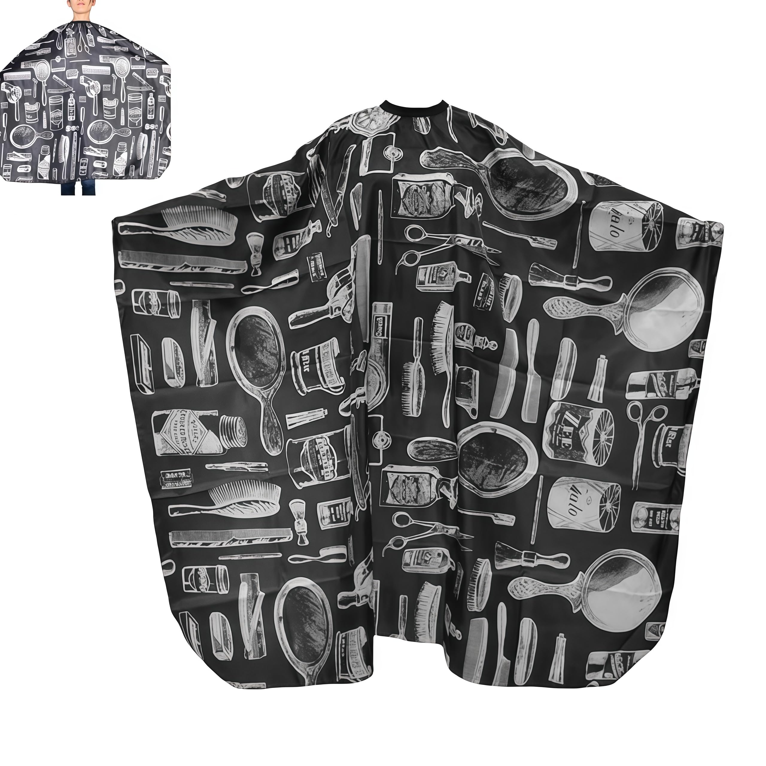 Zpeiran Professional Hairdressing Gown Barbers Cape, Hair Cutting Apron for Hair Styling, Cuts and Colours, Barber Accessories (120x140CM)