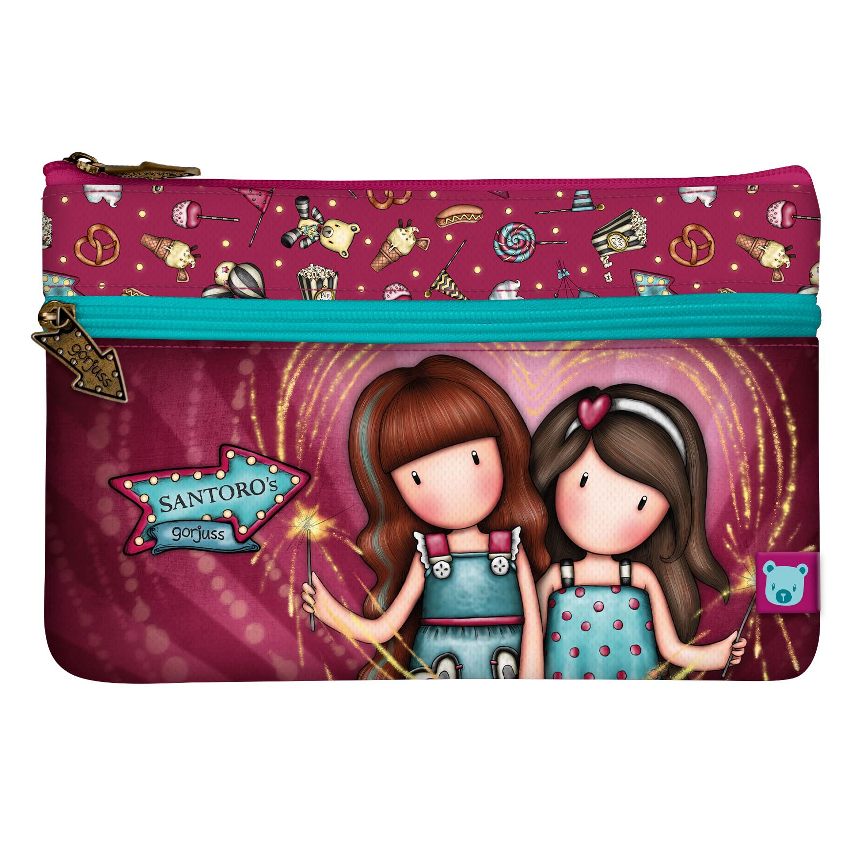 Trousse Gorjuss Fairground Fireworks Santoro London - 23.4x15.5cm Bordeaux Pour Écolier