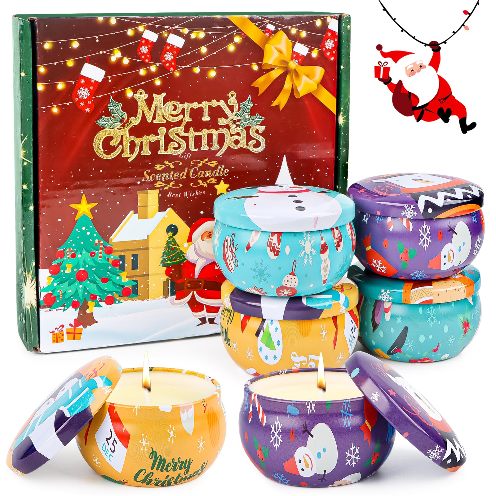 Velas de Navidad perfumadas juego de regalo para mujeres, vela de Navidad, vela perfumada de Navidad, 4 unidades para colegas, mujeres, amigos, regalos de festival