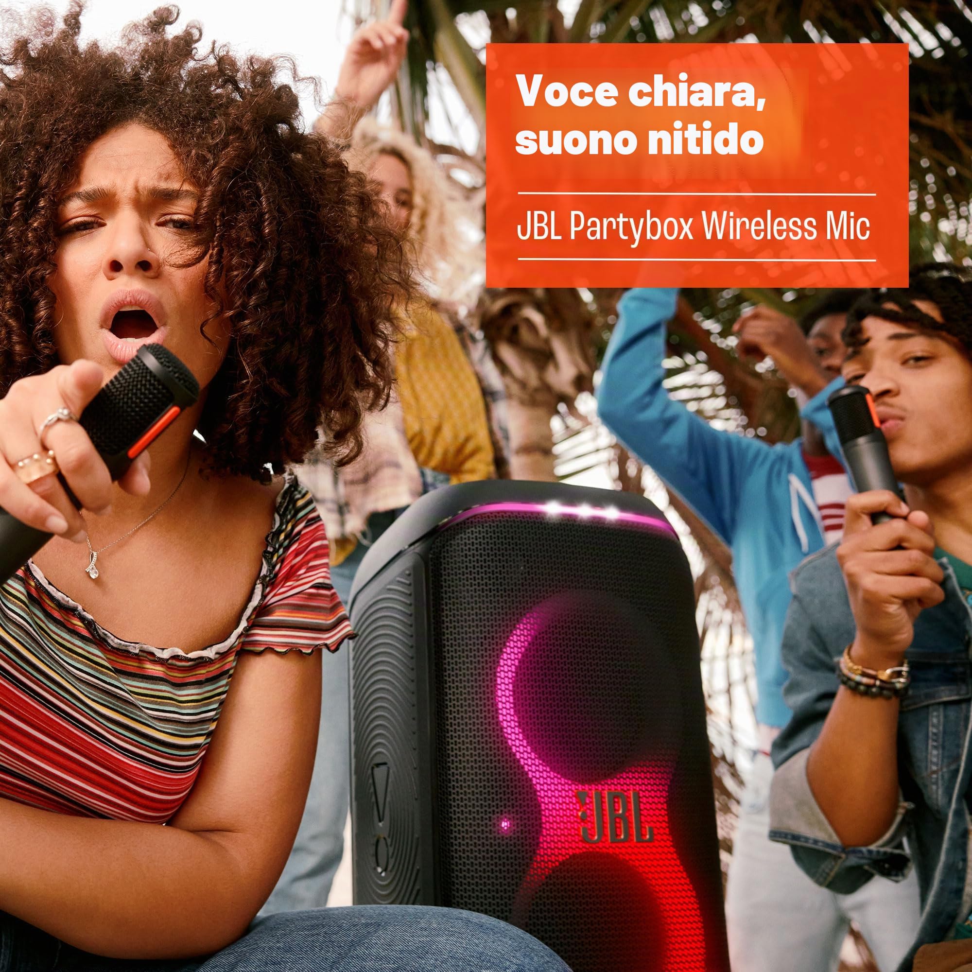 JBL PartyBox - Microfono wireless 2 x digitali, batteria ricaricabile (20 ore - 700 mAh), voce chiara, suono nitido, connessione stabile a 2,4 GHz