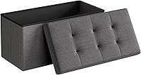 SONGMICS MAZIE 30-Inch Folding Storage Ottoman Bench - 660 lb Capacity Footrest, Bed End Stool, 24 Gal Storage Chest, Dark Gray