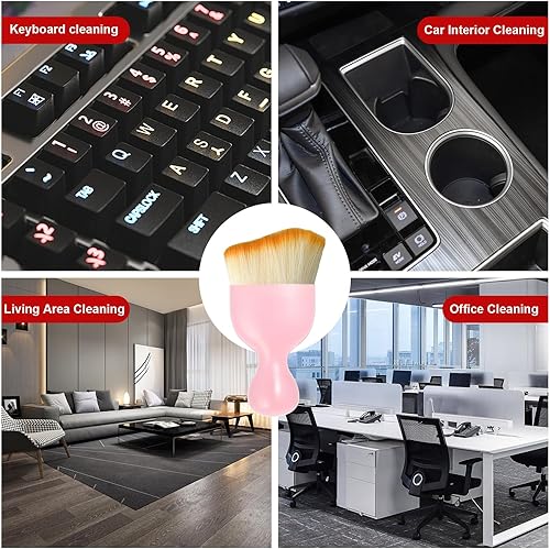 Miniatura 5 de Ziciner Cepillo de detalles para automóvil, cerdas suaves curvas, colectores de polvo de eliminación automática, tablero universal del vehículo,