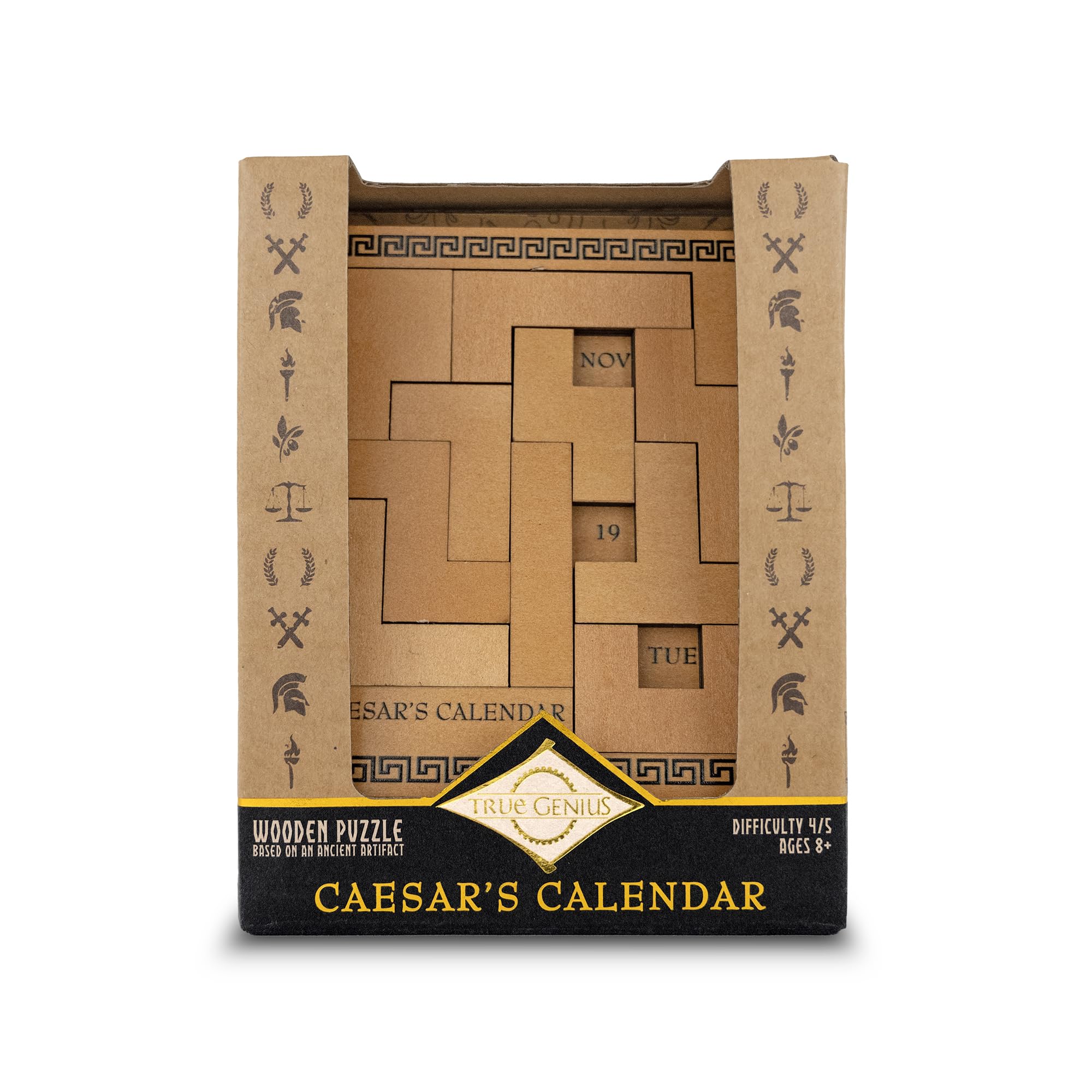 True Genius Caesars Calendar - One-A-Day Puzzle Calendar, Wooden Brain Teaser...
