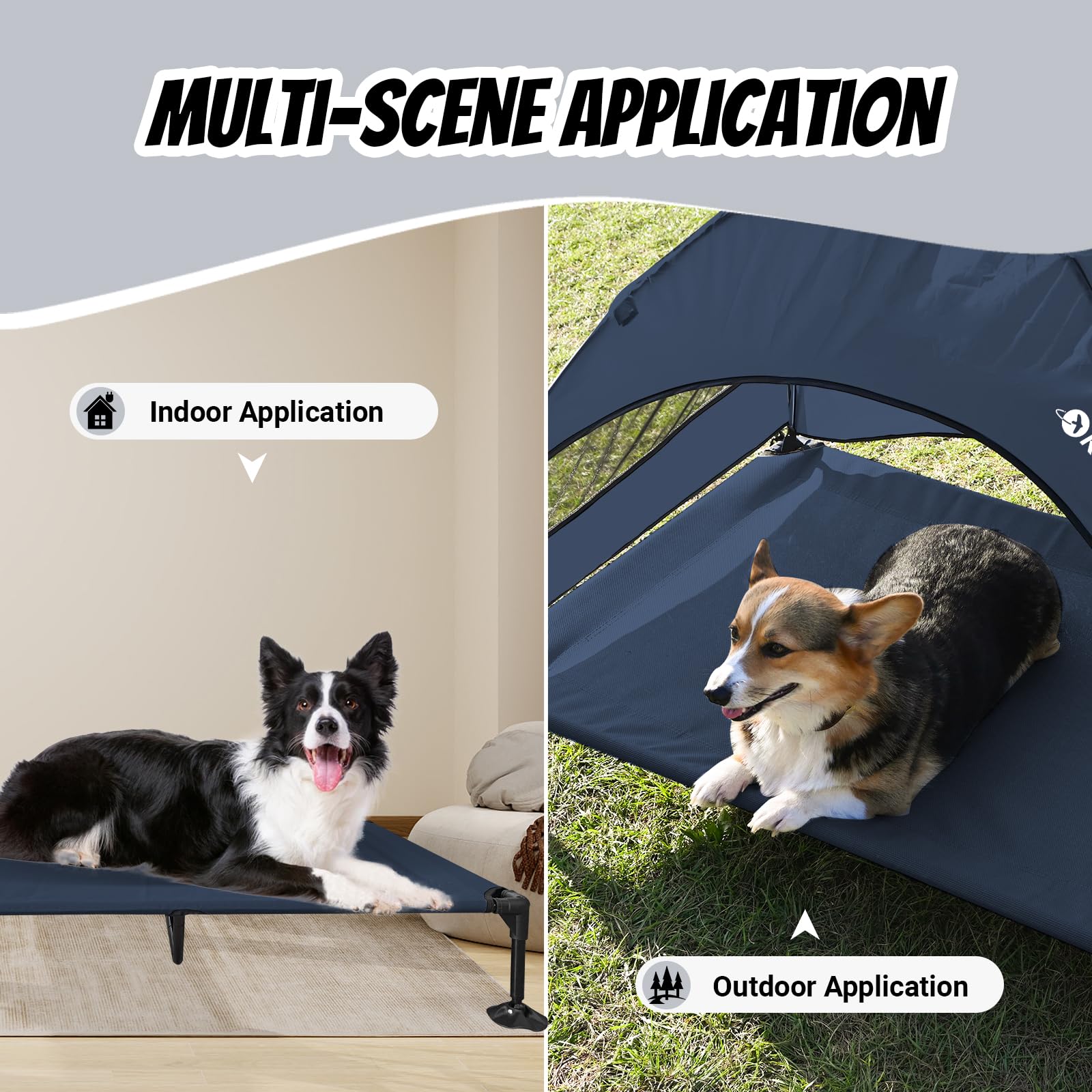 KINGROCK Elevated Dog Bed with Removable Canopy Portable Outdoor Pet Cot Waterproof 600D Oxford Fabric Anti Slip Feet for Large Dogs Camping Beach Indoor and Outdoor Use - image 6