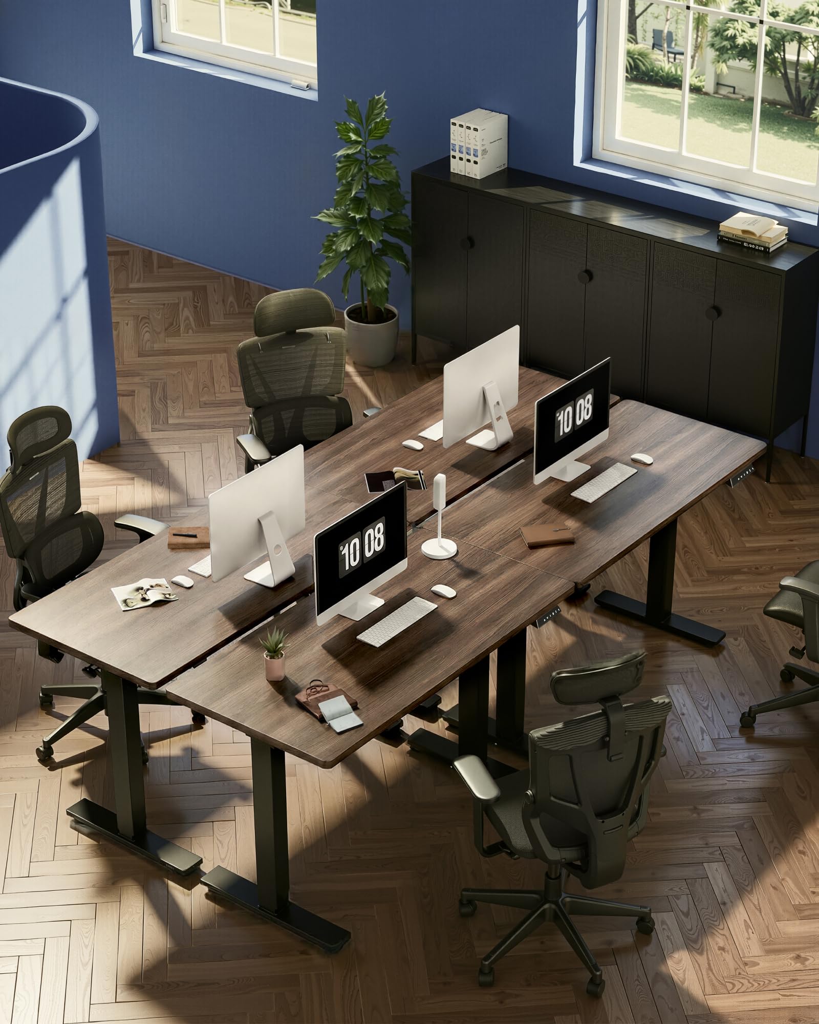 FLEXISPOT EN1 One-Piece Standing Desk, Electric Adjustable with 4 Memory Presets, 176 LBS Capacity, Stable & Quiet, Seamless Desktop for Home Office & Dual Monitors, 48"x24" Black Walnut view 8