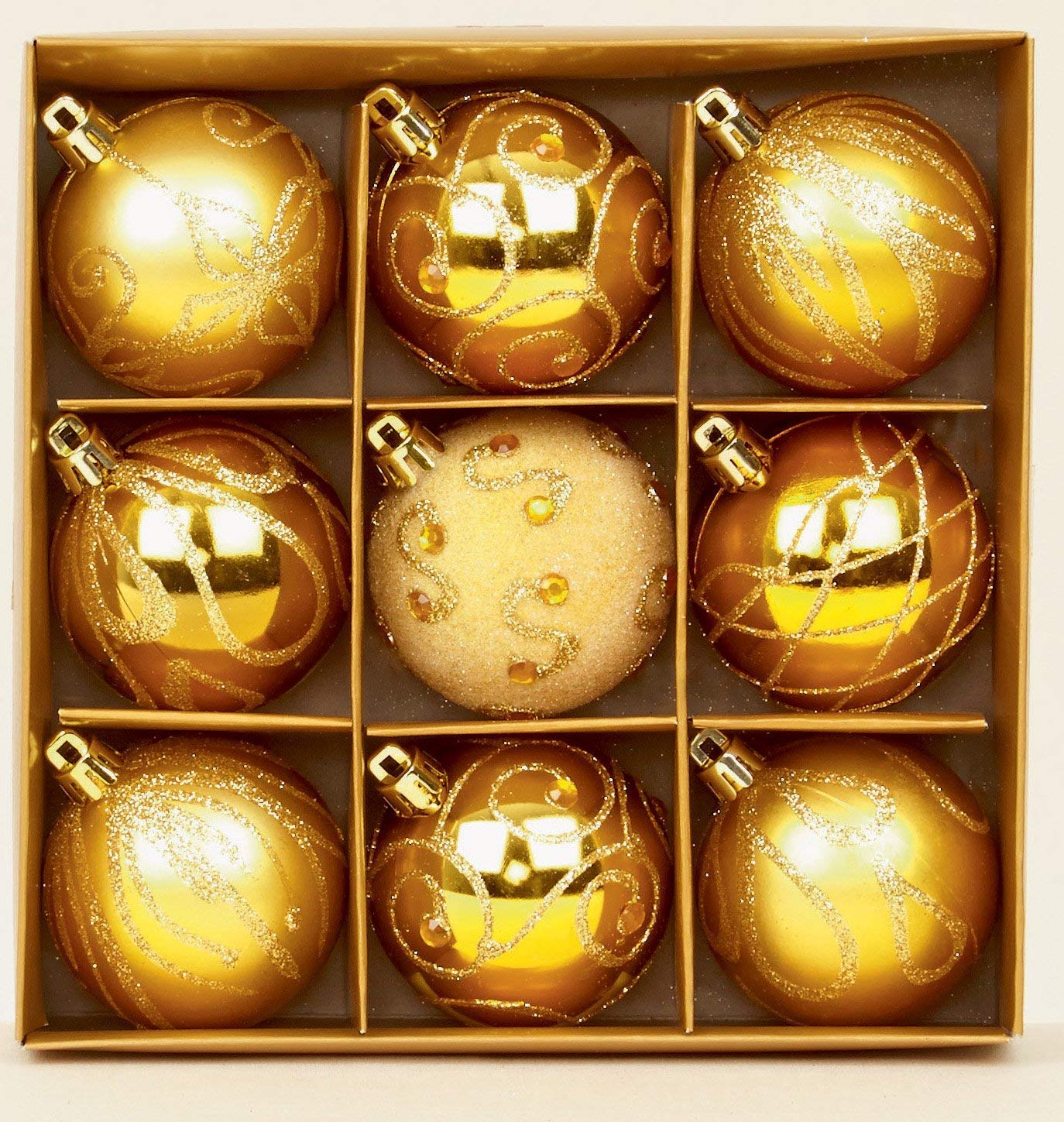 Premier Gold - Set Of 9 Christmas Tree Baubles 6 Cm