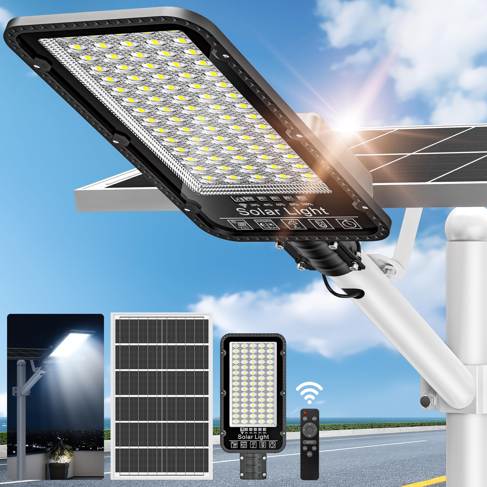Snapklik 9800w Solar Street Lights Outdoor 6500k Solar Parking