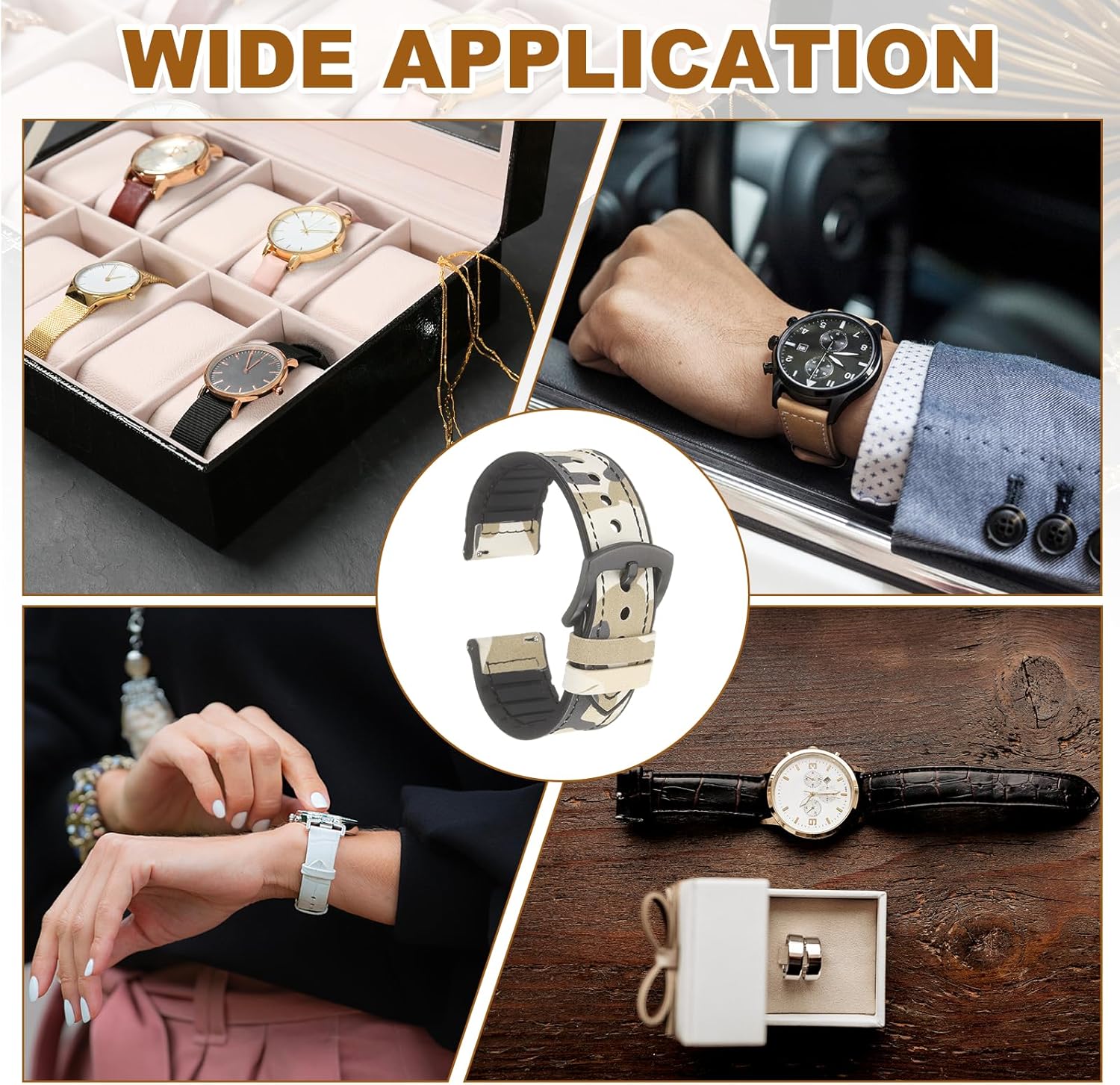 HARFINGTON Leather Watch Bands Quick Release Watch Strap Silicone Cowhide Replacement Wrist Band Black Buckle for Men Women - Image 7