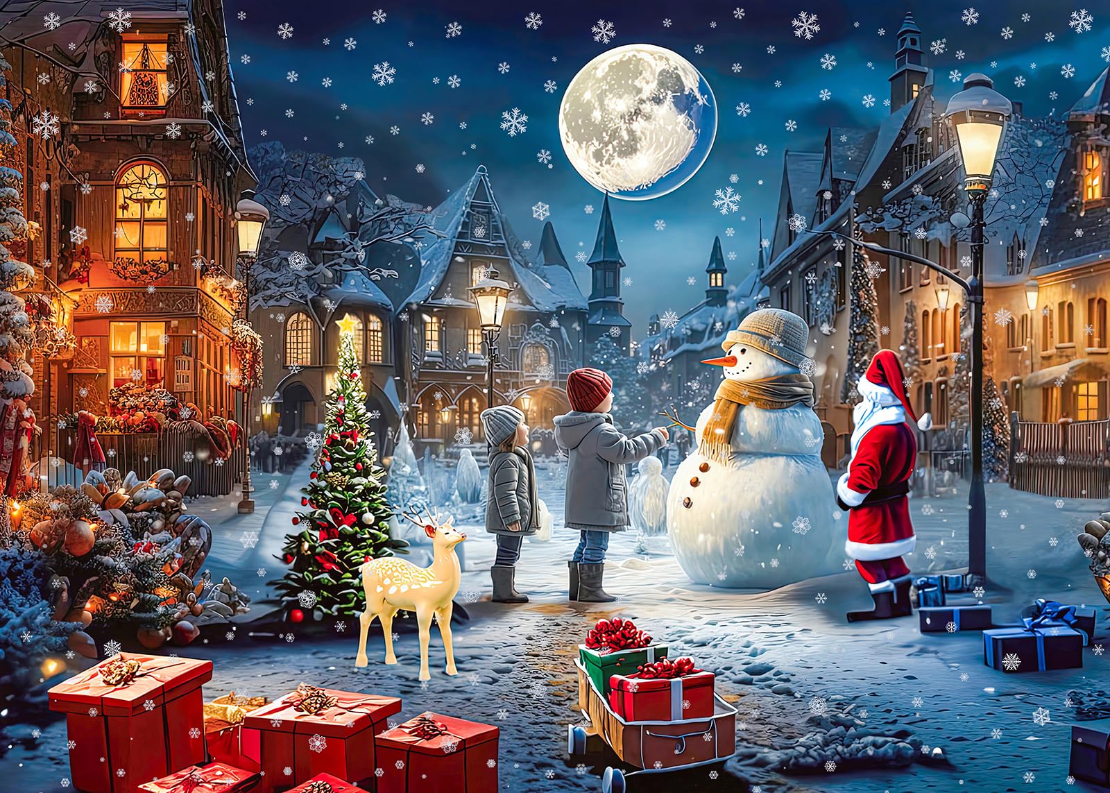 Christmas Jigsaw Puzzles 1000 Piece for Adults-Snowy Night Christmas puzzle adults 1000 piece puzzle 2025 Christmas jigsaw puzzles 1000 Piece for Adults