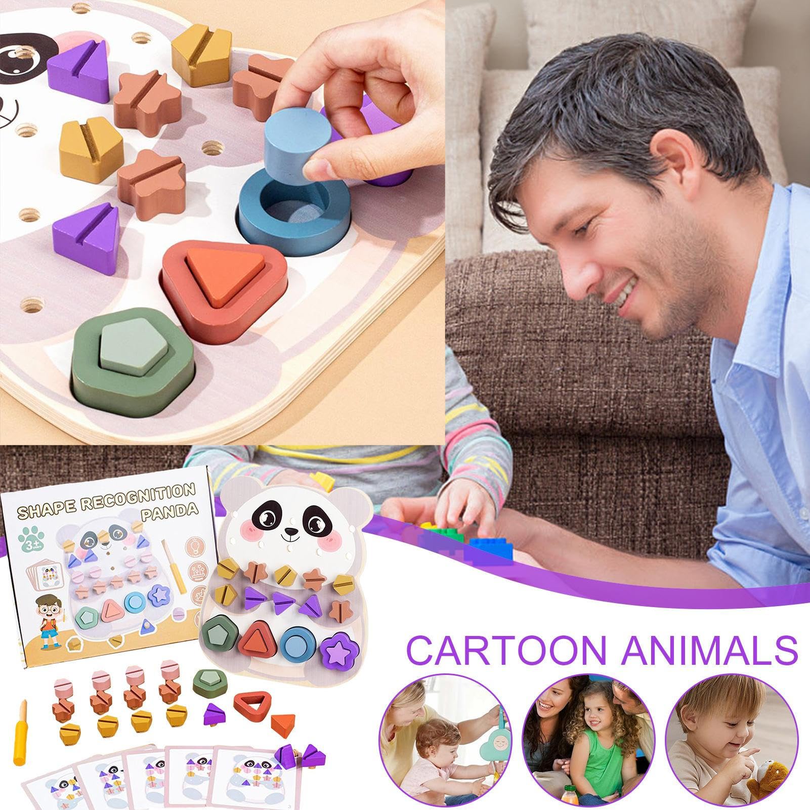 Giochi In Legno | Classificatore di Forme con Viti da Avvitare per Infanti,Attività Sensoriale per Sviluppare Motricità Fine e Apprendimento Prescolare