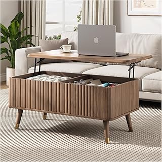 Lift Top Coffee Table with Storage,Mid Century Modern Coffee Table,Flute...