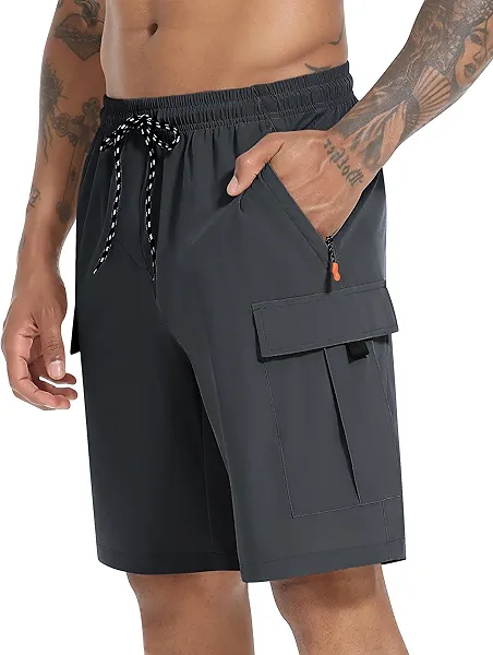 Men's Cargo Shorts Quick Dry Lightweight Stretch Hiking Shorts for Men with 5 Pockets No Lining