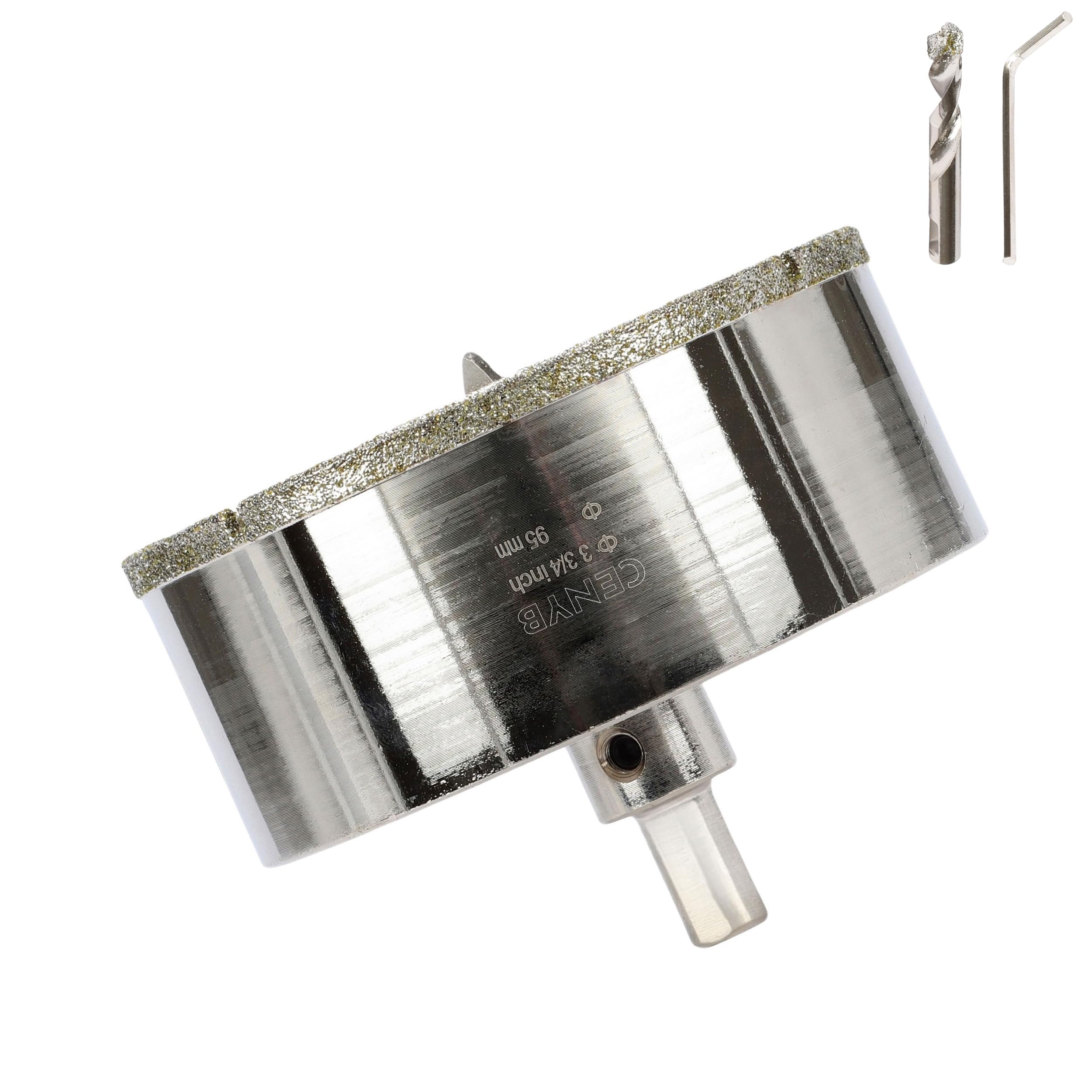3-3/4 Inch 95mm Tile Hole Cutter Drill Bit Diamond Metal Hole Saw with Center Pilot Drill โ Diamond-Coated for Marble, Granite, Ceramics, Porcelain Tiles, Glass โ image 1